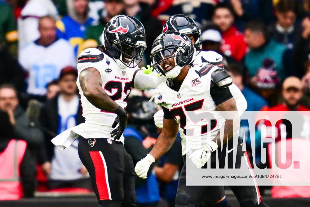 Jacksonville Jaguars v Houston Texans, International Series Jawhar Jordan (25) of Houston Texans scores a Touchdown and celebrates with Team mates during the International Series match between Jacksonville Jaguars and Houston Texans at Wembley Stadium, London, UK on 18 October 2026. Editorial use only ,
