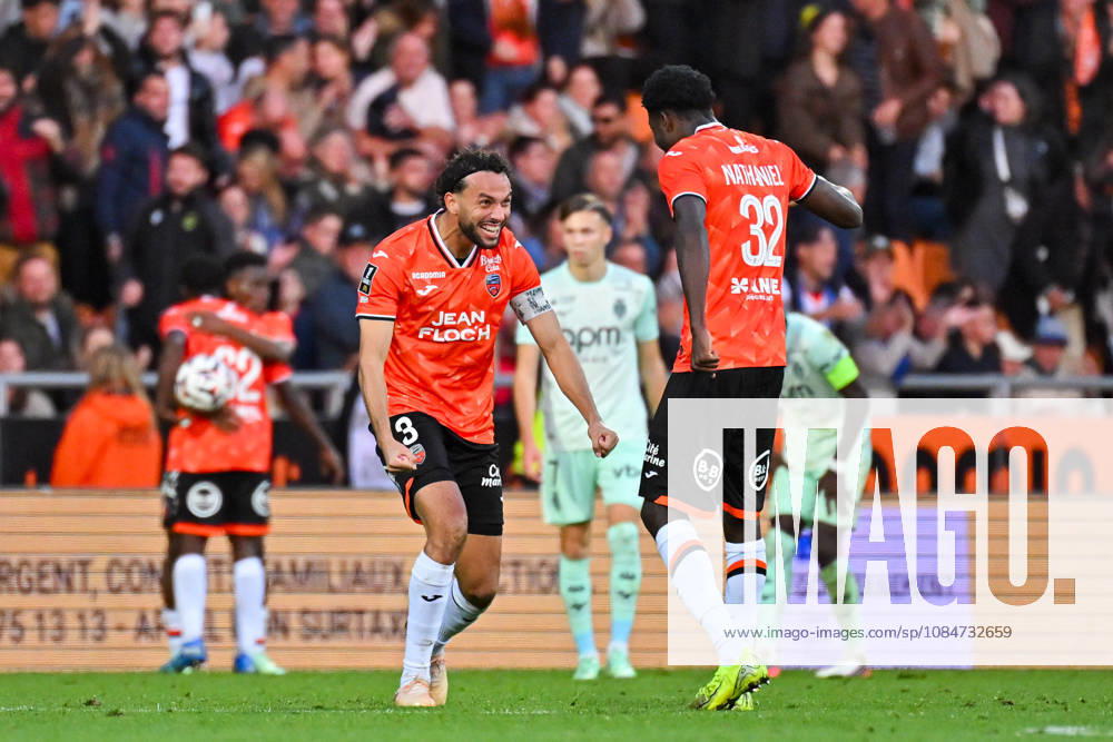 FC Lorient v AS Monaco - Ligue 1 McDonald s 2026 2027 Montassar TALBI of FC Lorient and Nathaniel ADJEI of FC Lorient during Ligue 1 McDonald s match between Lorient and Monaco at Stade du Moustoir on October 18, 2026 in Lorient, France. Lorient France