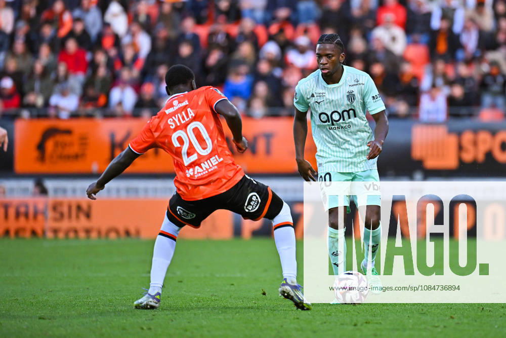 FC Lorient v AS Monaco - Ligue 1 McDonald s 2026 2027 NAZINHO of Monaco and Dembo SYLLA of FC Lorient during Ligue 1 McDonald s match between Lorient and Monaco at Stade du Moustoir on October 18, 2026 in Lorient, France. Lorient France