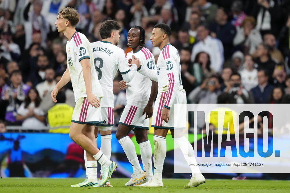 Real Betis Balompie v FC Barcelona, Barca - LaLiga EA Sports 2026 27 Kylian Mbappe centre-forward of Real Madrid and France celebrates after scoring his sides first goal during the LaLiga EA Sports 2026 27 match between Real Betis Balompie and FC Barcelona at Estadio La Cartuja on October 18, 2026 in Seville, Spain. Seville Spain