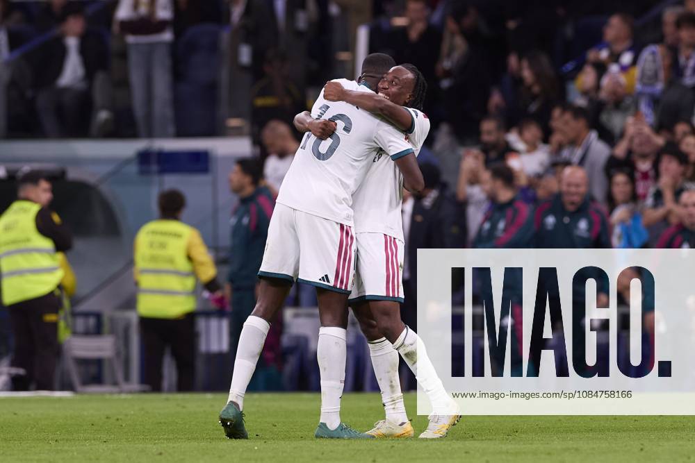 (From L to R) Ibrahima Konate and Yan Diomande (Real Madrid CF) celebrate a goal during the LaLiga EA SPORTS 2026 2027 match between Real Madrid CF and Sevilla FC..Final score: Real Madrid CF 4-1 Sevilla FC. Madrid Spain - ZUMAs197 20261018_aaa_s197_255