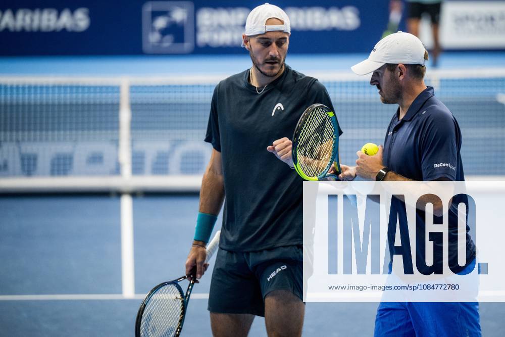 Constantin Frantzen of Germany and Robert Galloway of the United States pictured during the European Open ATP, Tennis Herren tennis tournament in Brussels, on Monday 19 October. This year s edition of the tournament is taking place from 17 to 25 October JASPERxJACOBS x190285511x