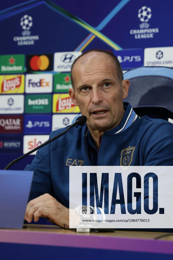 Press conference, PK, Pressekonferenz SSC Napoli Napolis Italian coach Massimiliano Allegri during the SSC Napoli press conference the day before the Champions League football match against Bodo Glimt at the Diego Armando Maradona stadium in Napoli on 19, October, 2026. ABP11850
