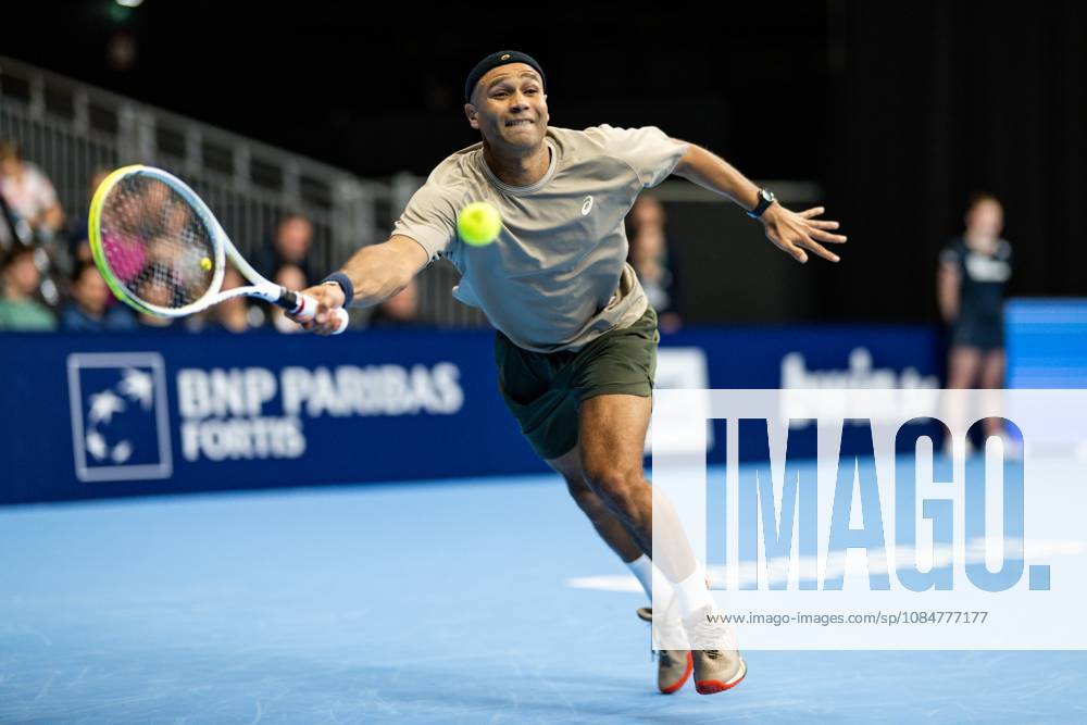 Sadio Doumba of France pictured in action during the European Open ATP, Tennis Herren tennis tournament in Brussels, on 19 October. This year s edition of the tournament is taking place from 17 to 25 October DAVIDxPINTENS x190297721x