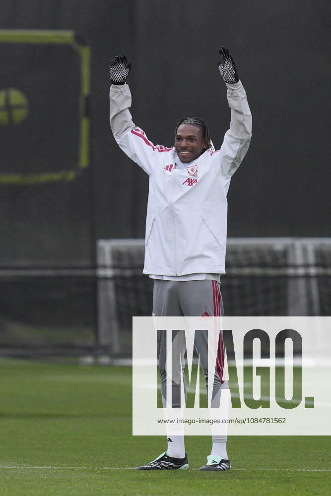 Liverpool Training, Champions League Jérémy Jacquet of Liverpool FC jokes with his teammates during the Liverpool Training Session ahead of the UEFA Champions League Matchday 3 v Villarreal CF, AXA Training Centre, Liverpool, United Kingdom on 19 October 2026 Credit: Steve Flynn Every Second Media Editorial use only. All images are copyright Every Second Media Limited. No images may be reproduced without prior permission.