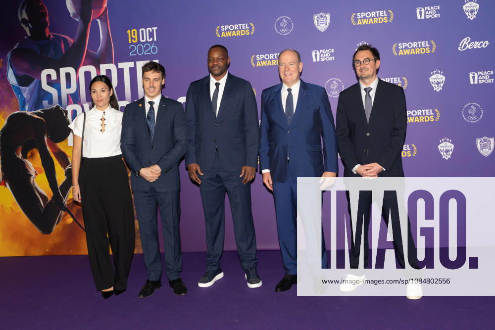 SPORTEL AWARDS MONACO 2026 Louis Ducruet, Marie Ducruet Chevallier, Steve Mandanda, H.S.H. Prince Albert II of Monaco, Mathieu Coureau attend Sportel Awards Ceremony on October 19, 2026 in Monte-Carlo, Monaco, Credit:thierry carpico Avalon