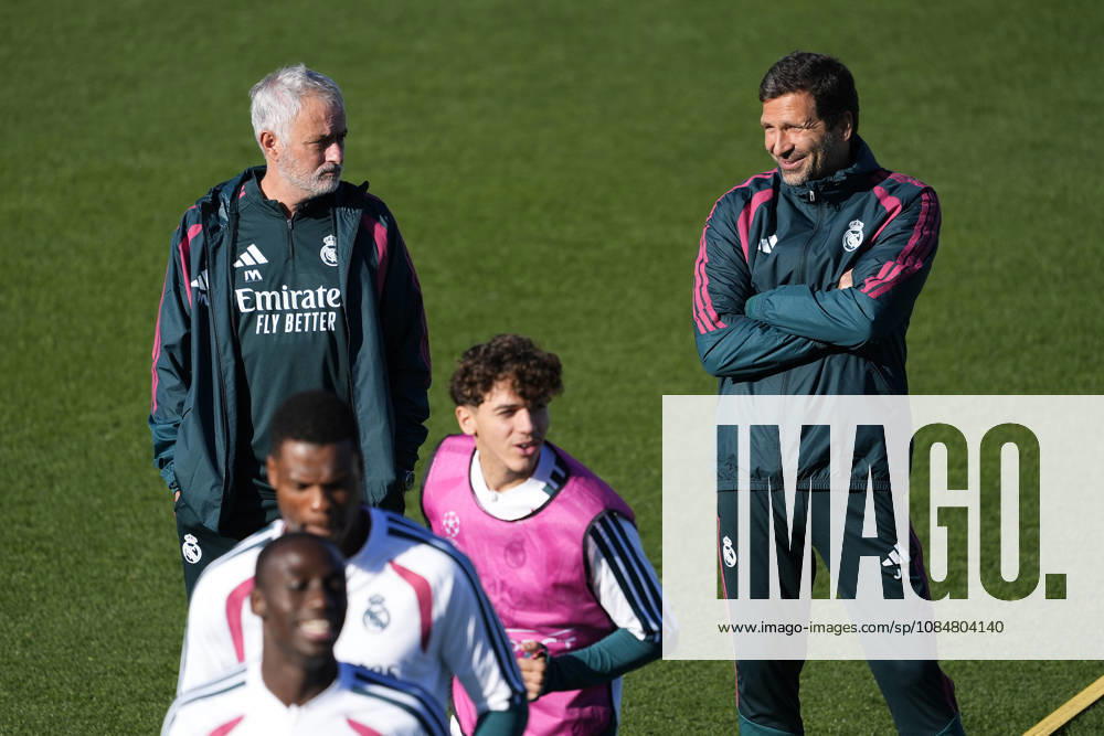 REAL MADRID CF v RB LEIPZIG. CHAMPIONS LEAGUE 2026 2027. ROUND 3. Real Madrid CF s coach Jose Mourinho (l) with his assistant Joao Tralhao during training session prior to the Champions League round 3 match against RB Leipzig. October 20 2026. (ALTERPHOTOS Acero) MadridSpain