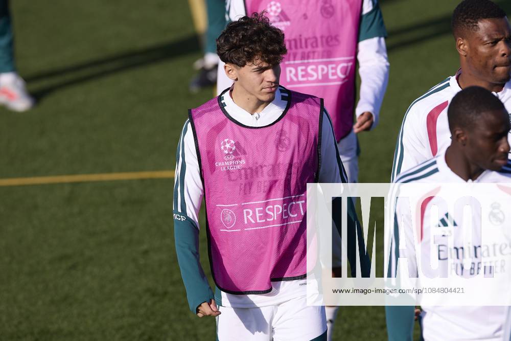 Thiago Pitarch (Real Madrid CF) is seen in action during a training session on the eve of the UEFA Champions League 2026 2027 match between Real Madrid CF and RB Leipzig..Real Madrid CF is holding its final training session ahead of its third UEFA Champions League game. Madrid Spain - ZUMAs197 20261020_aaa_s197_028