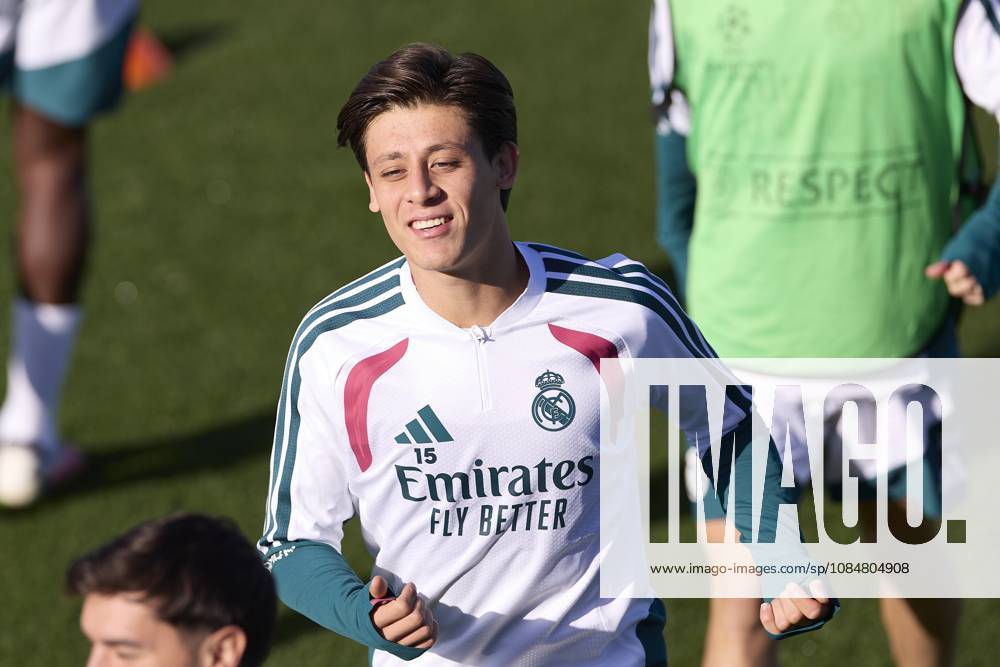 UEFA Champions League 2026 2027 - Real Madrid CF training session in Madrid, Spain - 20 Oct 2026 Arda Guler (Real Madrid CF) is seen in action during a training session on the eve of the UEFA Champions League 2026 2027 match between Real Madrid CF and RB Leipzig. Real Madrid CF is holding its final training session ahead of its third UEFA Champions League game. Madrid Spain