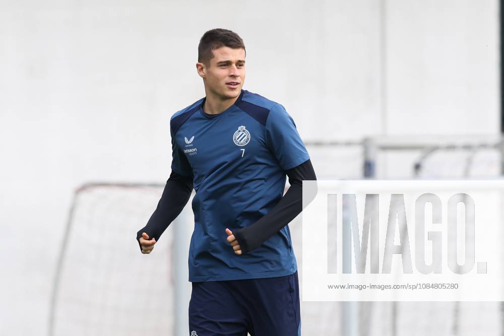 Club s Nicolo Tresoldi pictured during a training session of Belgian soccer team Club Brugge KV, Tuesday 20 October 2026 in Knokke-Heist. Club is preparing for the third game in the UEFA Champions League league phase against French team Racing Club de Lens tomorrow. BRUNOxFAHY x190372815x