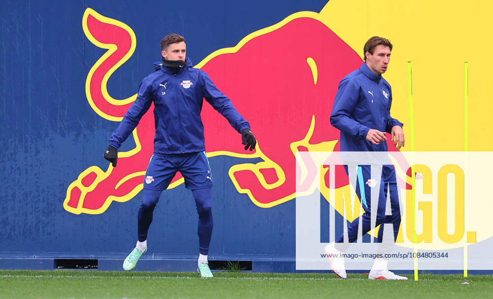 RB Leipzig - Training Champions League Leipzig, 20.10.2026, RB Akademie, UEFA Champions League , RB Leipzig - Abschlusstraining am Vortag von Real Madrid v. RBLeipzig , Im Bild v.l.: Christoph Baumgartner und Willi Orban (beide RB Leipzig) ,