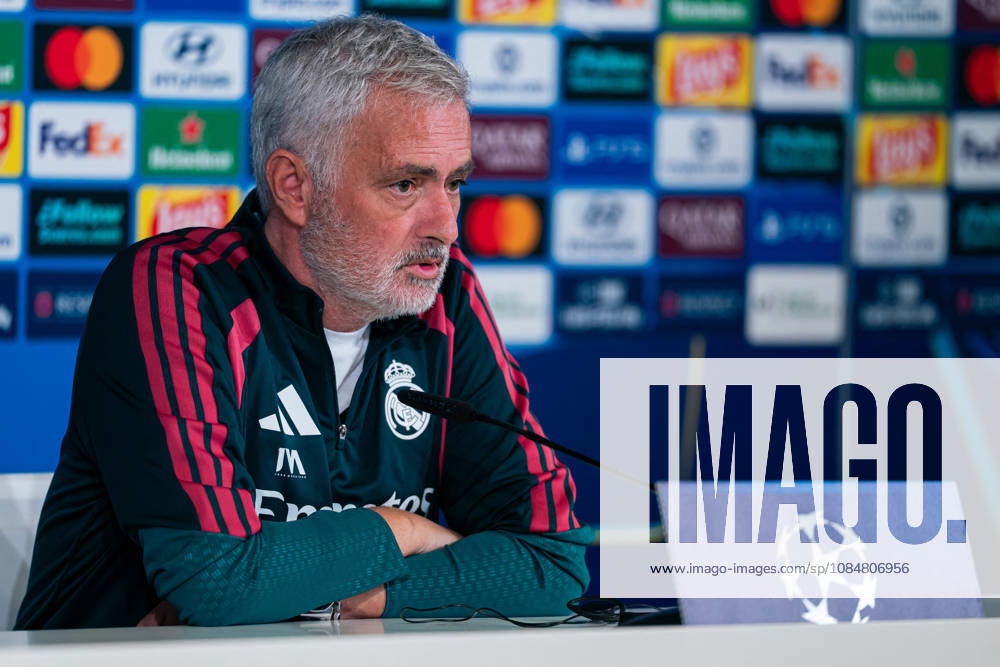 SOCCER - UEFA Champions League - Real Madrid - Training and press conference, PK, Pressekonferenz Photo by IPA ABACAPRESS.COM89948959 - MADRID, SPAIN - OCTOBER 20: Jose Mourinho, head coach of Real Madrid CF, speaks during the press conference on the day before Matchday 3 of the 2026 27 UEFA Champions League group stage at Ciudad Real Madrid on October 20, 2026, in Madrid, Spain. during Real Madrid - Training and Press Conference, a UEFA Champions League soccer match in Madrid, Spain, on October 20, 2026 Madrid Spain