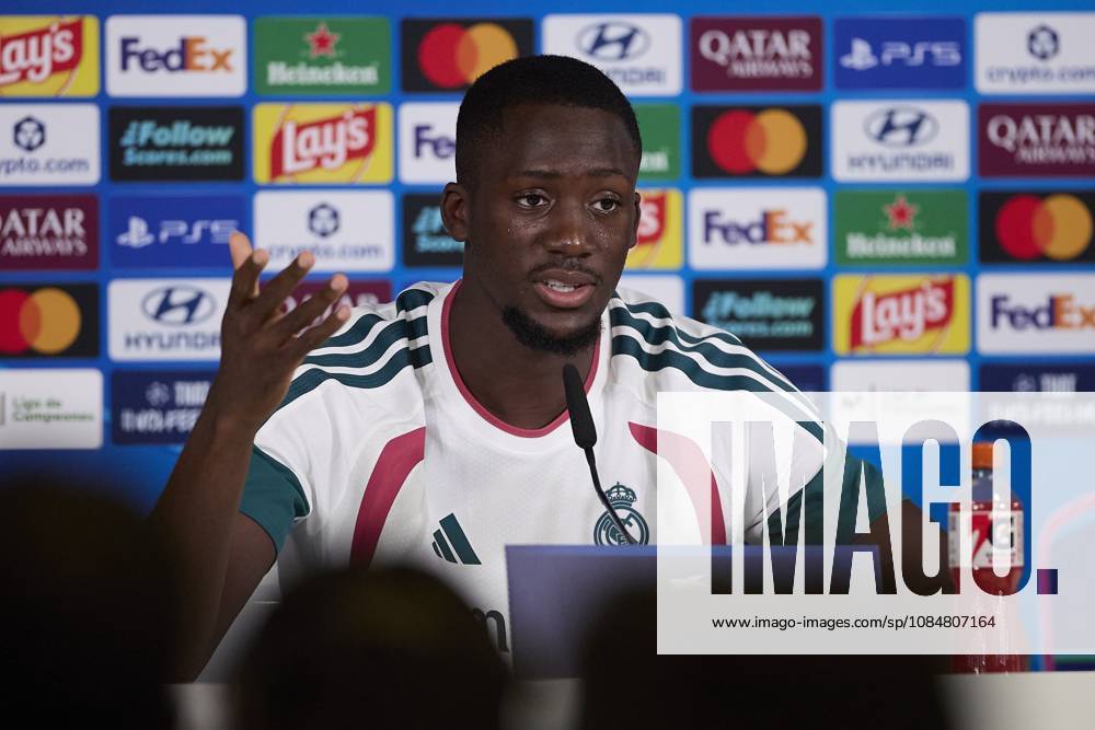 Ibrahima Konate (Real Madrid CF) attends a press conference, PK, Pressekonferenz on the eve of the UEFA Champions League 2026 2027 match between Real Madrid CF and RB Leipzig..Real Madrid CF is holding a press conference ahead of its third UEFA Champions League game. UEFA Champions League 2026 2027 - Real Madrid CF Press Conference In Madrid, Spain - 20 Oct 2026 - ZUMAs197 20261020_aaa_s197_065