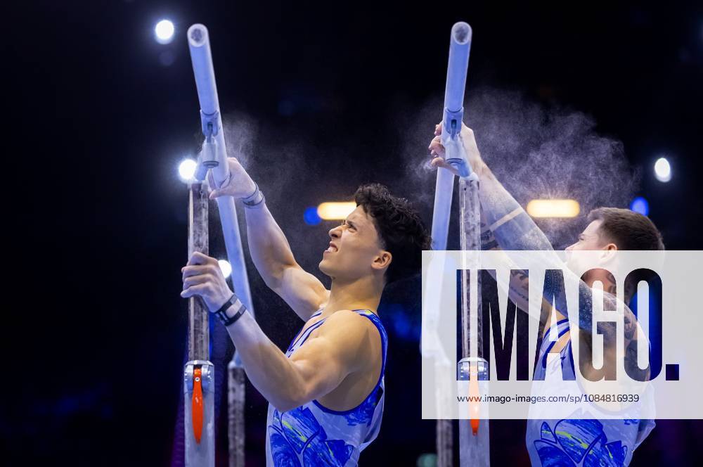 ROTTERDAM - Casimir Schmidt and Jermain Gruenberg in action during the men s team final at the World Gymnastics Championships in Rotterdam Ahoy. IRIS VAN DEN BROEK ANP ANPxSportx IVx 573087139 originalFilename: 573087139