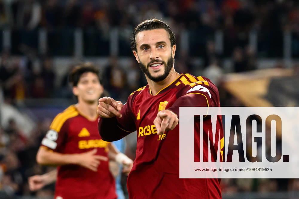 Mario Hermoso of AS Roma celebrates after scoring the goal of 1-0 during the UEFA Champions League 2026 2027 football match between AS Roma and Slovan Bratislava at Stadio Olimpico in Rome (Italy), October 20, 2026. AndreaxStaccioli