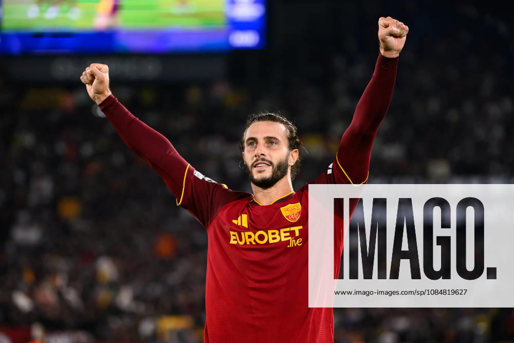Mario Hermoso of AS Roma celebrates after scoring the goal of 1-0 during the UEFA Champions League 2026 2027 football match between AS Roma and Slovan Bratislava at Stadio Olimpico in Rome (Italy), October 20, 2026. AndreaxStaccioli