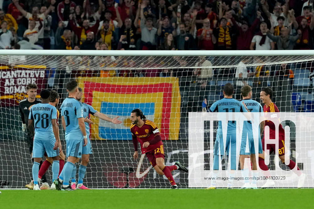 Mario Hermoso of AS Roma scores the goal of 1-0 during the UEFA Champions League 2026 2027 football match between AS Roma and Slovan Bratislava at Stadio Olimpico in Rome (Italy), October 20, 2026. antoniettaxbaldassarre
