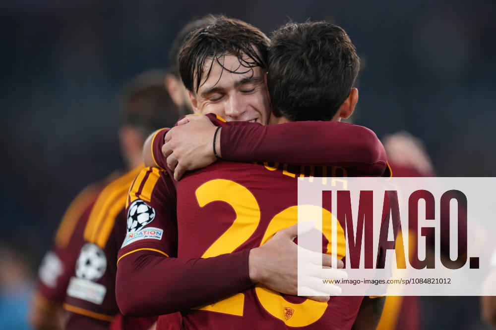 Roma’s Nahuel Molina celebrates after scoring during the UEFA Champions League Phase - Matchday 3 soccer match between AS Roma-Slovan Bratislava at the Rome s Olympic stadium, Italy - Tuesday October 20, 2026 - Soccer ( Photo by Alfredo Falcone LaPresse )
