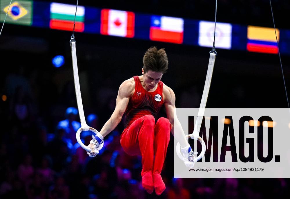 Netherlands Artistic Gymnastics World Championships 9269248 20.10.2026 Arsenii Dukhno of Team World Gymnastics Neutral Athletes 2 competes on the rings during the men s team final of the 2026 World Artistic Gymnastics Championships in Rotterdam, the Netherlands. Alexey Filippov Sputnik Rotterdam Netherlands