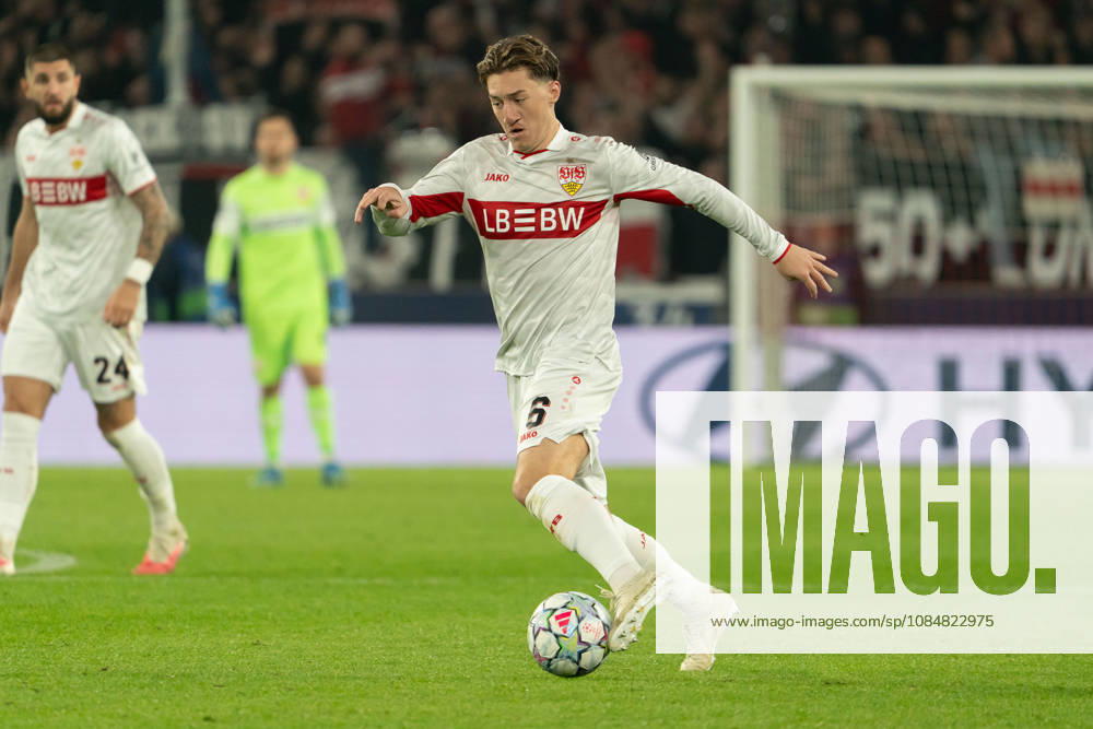 Angelo Stiller (VfB Stuttgart, 06) am Ball, Aktion, Dribbling, dribbeln, Angriff, GER, VfB Stuttgart vs. AtlÃ tico Madrid, Fussball, UEFA Champions League, Spieltag 3, Spielzeit 2026 2027, 20.10.2026, GER, VfB Stuttgart vs. AtlÃ tico Madrid, Fussball, UEFA Champions League, Spieltag 3, Spielzeit 2026 2027, 20.10.2026, Stuttgart