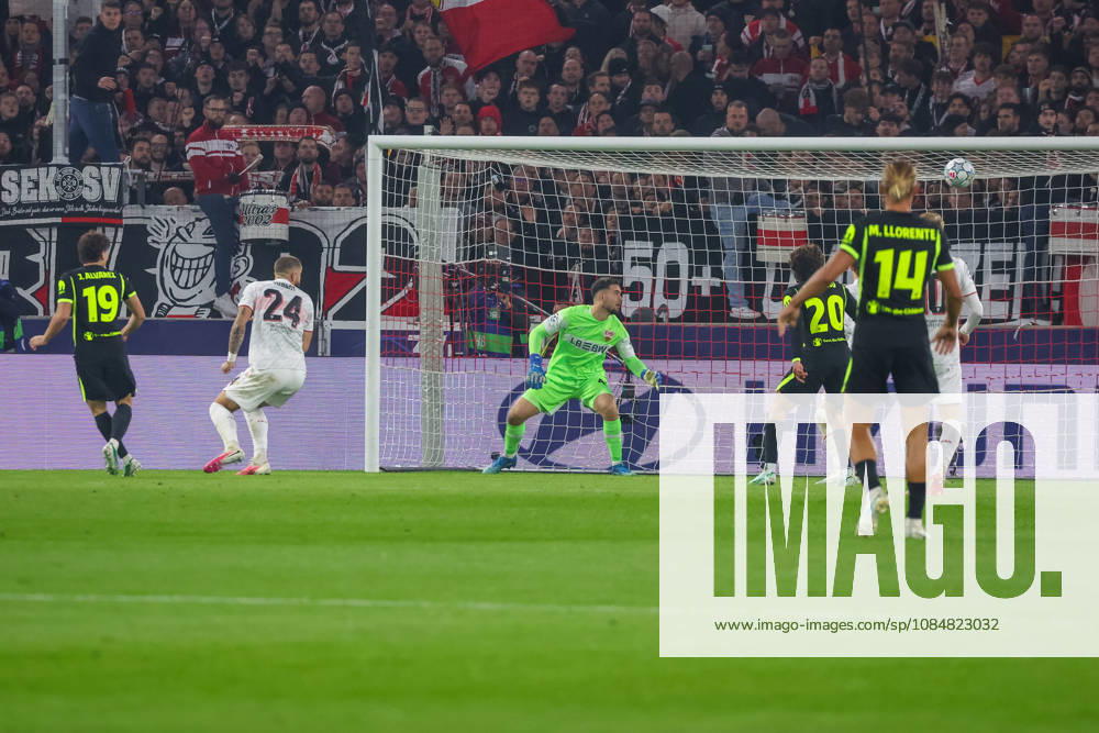 VfB Stuttgart - Atletico Madrid Deutschland, Stuttgart, 20.10.2026, Fussball, UEFA Champions League, Saison 2026 2027, VfB Stuttgart - Atletico Madrid: Julian Alvarez (Atletico Madrid); Tor 1:1 Alvarez.