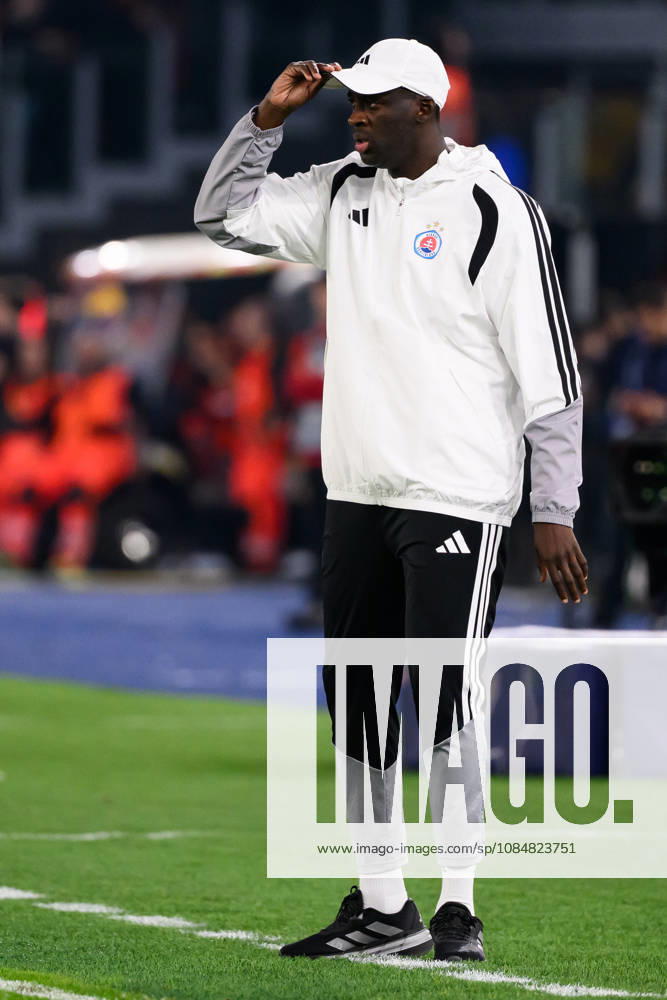 Yaya Toure, head coach of Slovan Bratislava, reacts during the UEFA Champions League 2026 2027 football match between AS Roma and Slovan Bratislava at Stadio Olimpico in Rome (Italy), October 20, 2026. AndreaxStaccioli