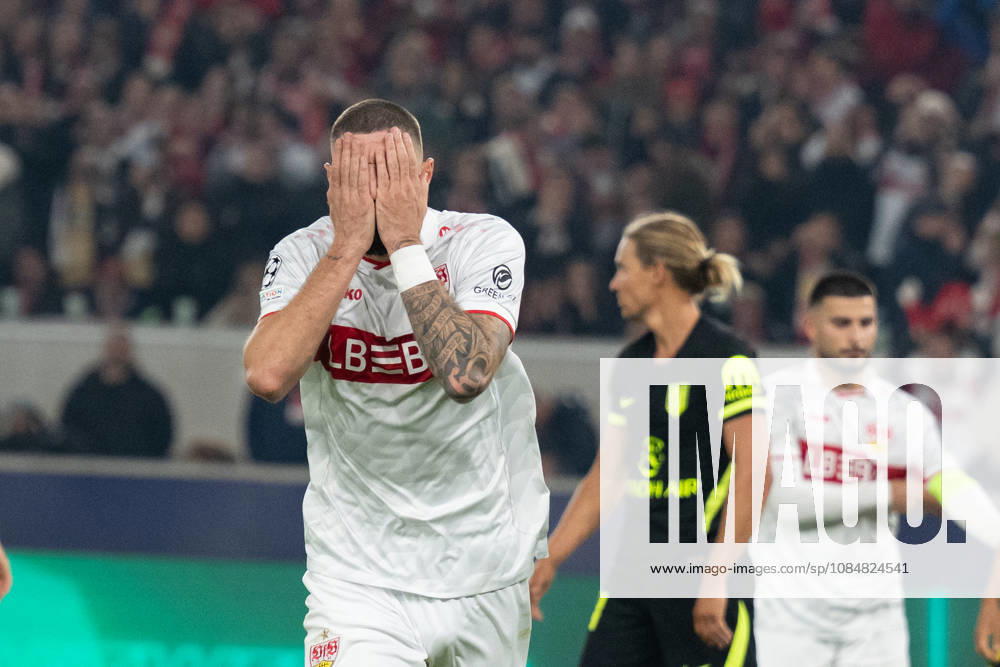 GER, Fussball, Herren, UEFA Champions League, Saison 2026 2027, 3. Spieltag, VfB Stuttgart vs. Atletico Madrid Frust nach einer vergebenen Torchance bei Jeff Chabot ( VfB Stuttgart, 24 ). Stuttgart MHP Arena Baden-Württemberg Deutschland
