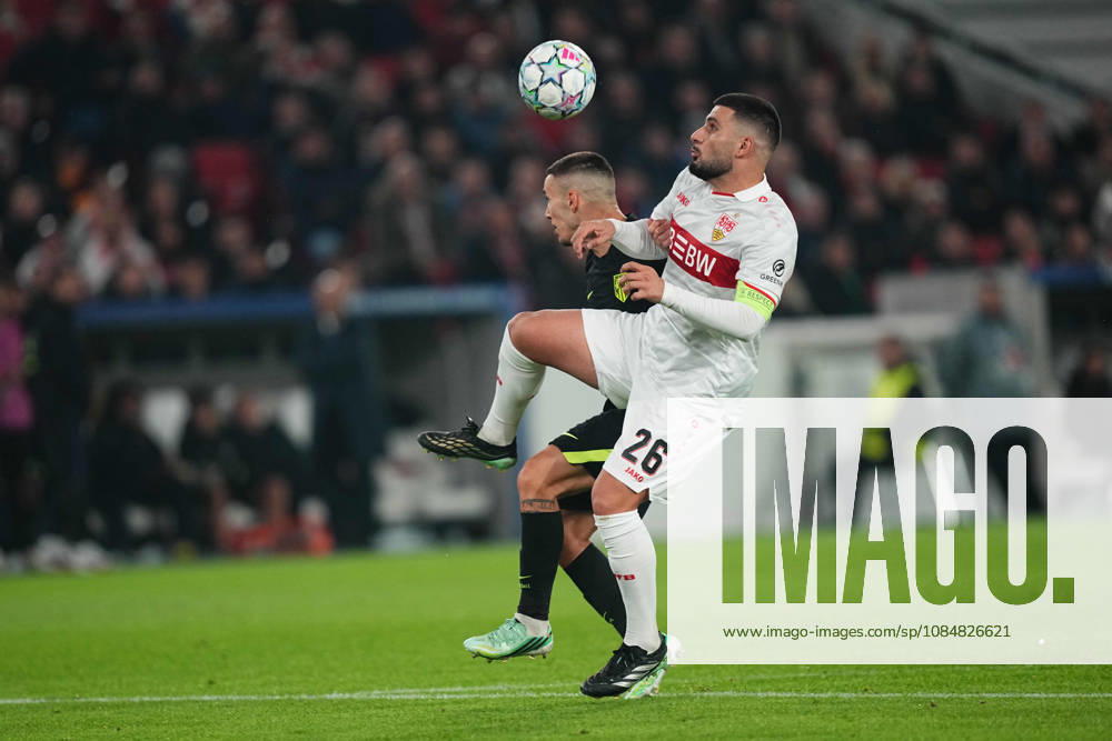 Alejandro Grimaldo (Atleti) and Deniz Undav (VFB Stuttgart) during VfB Stuttgart and Atlético Madrid, League Phase UEFA Champions League, at MHPArena, Stuttgart, Germany on October 20, 2026. DeFodi Images. -