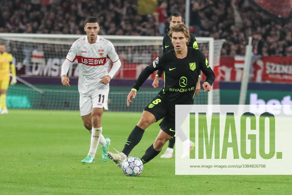Stuttgart 20.10.2026. Pilka nozna Liga Mistrzow UEFA sezon 2026 2027 kolejka 3 mecz: VfB Stuttgart - Atletico Madryt --- Football UEFA Champions League season 2025 2026 round 3 match: VfB Stuttgart - Atletico de Madrid nz Pablo Barrios Fot. Kacper Staniec NEWSPIX.PL --- newspix.pl