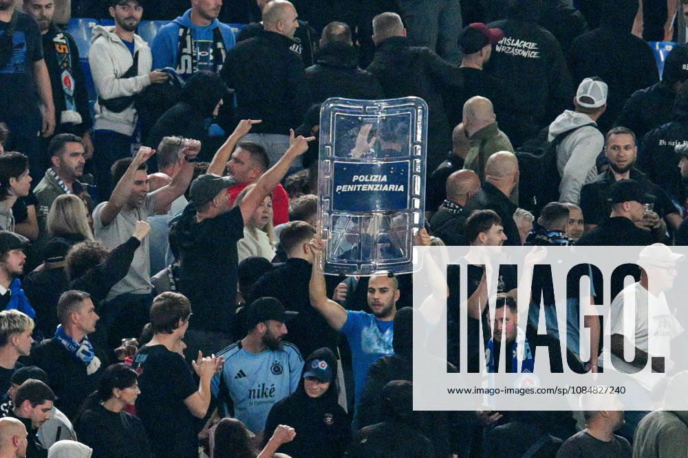 20th October 2026; Stadio Olimpico, Rome, Italy; UEFA Champions League Football, Roma versus Slovan Bratislava; clashes between fans in the stands AllShotLive