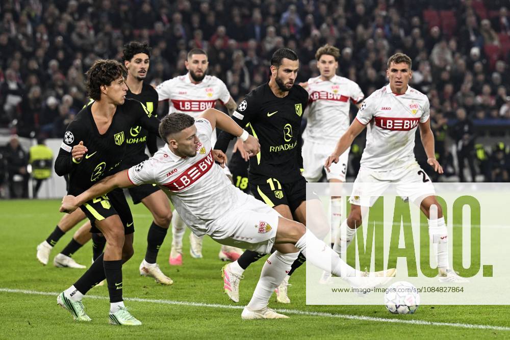 STUTTGART - (lr) Giuliano Simeone of Atletico Madrid, Ermedin Demirovic of VFB Stuttgart during the UEFA Champions League match between VFB Stuttgart and Atletico Madrid at Stadion MHP Arena on 20 October 2026 in Stuttgart, Germany. ANP UEFA Champions League 2026 27 ANPxSportx xGerritxvanxKeulenxIVx 573110744 originalFilename: 573110744