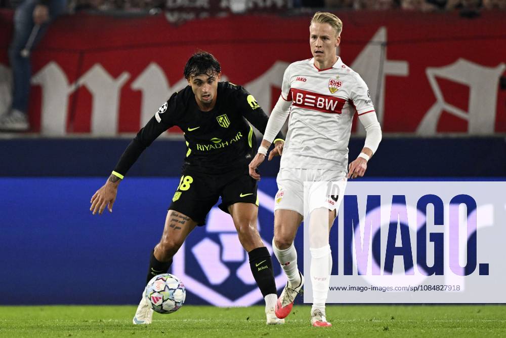 STUTTGART - (lr) Marc Pubill of Atletico Madrid, Chris Fuhrich of VFB Stuttgart during the UEFA Champions League match between VFB Stuttgart and Atletico Madrid at Stadion MHP Arena on 20 October 2026 in Stuttgart, Germany. ANP UEFA Champions League 2026 27 ANPxSportx xGerritxvanxKeulenxIVx 573110784 originalFilename: 573110784