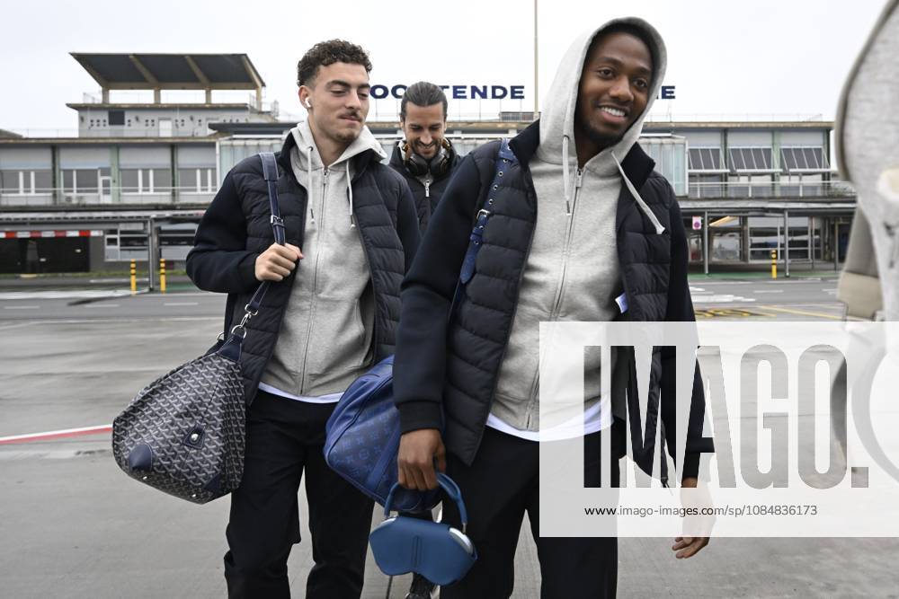 SC Braga v KAA Gent - UEFA Conference League Media Activities 21 10 2026 OOSTENDE, BELGIUM - OCTOBER 21 : Balikwisha Michel-Ange forward of KAA Gent and Delorge Mathias midfielder of KAA Gent pictured at the Oostende airport before departure for the UEFA Conference League 2026 27 League Phase matchday 2 match between SC Braga and KAA Gent on October 21, 2026 in Oostende, Belgium, 21 10 2026 Oostende Belgium
