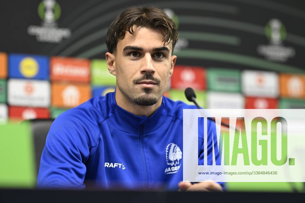 SC Braga v KAA Gent - UEFA Conference League Media Activities 21 10 2026 BRAGA, PORTUGAL - OCTOBER 21 : Tiago Alves Araujo Felipe defender of KAA Gent speaking with the media during a pre-match press conference, PK, Pressekonferenz ahead of the UEFA Conference League 2026 27 League Phase matchday 2 match between SC Braga and KAA Gent on October 21, 2026 in Braga, Portugal, 21 10 2026 Braga Portugal