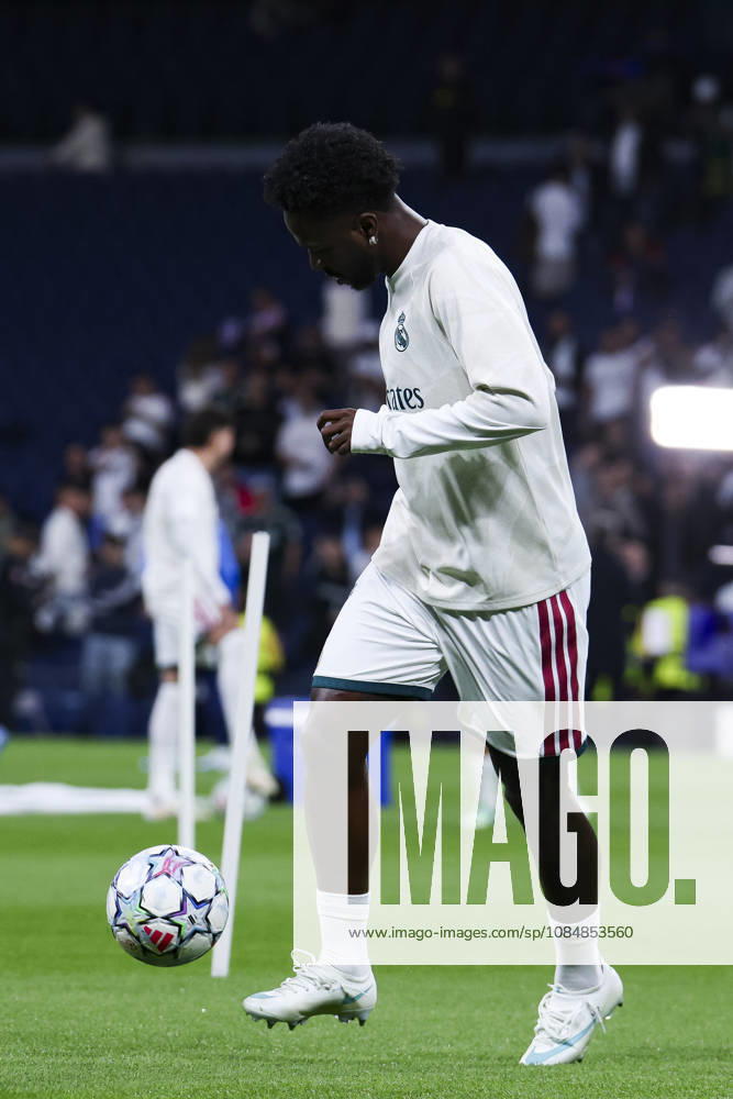 Real Madrid v RB Leipzig - UEFA Champions League 2026 27 October 21, 2026, Santiago Bernabeu stadium, Madrid, Spain: Vinicius Junior of Real Madrid is warm up during UEFA Champions League 2026 27 football match between Real Madrid and RB Leipzig at Santiago Bernabeu stadium on October 21, 2026, in Madrid, Spain. Madrid Santiago Bernabeu Stadium Madrid Spain