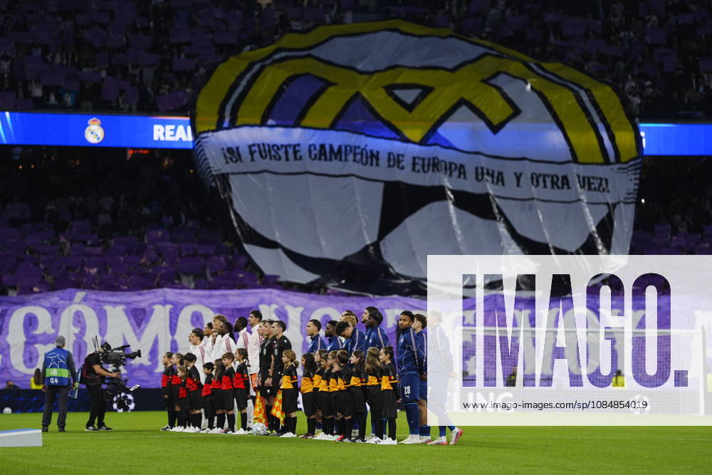 Real Madrid v RB Leipzig - UEFA Champions League 2026 27 League Phase MD3 MADRID, SPAIN - OCTOBER 21: Real Madrid fans make a choreography during the ceremony prior to the UEFA Champions League 2026 27 League Phase MD3 match between Real Madrid and RB Leipzig at Santiago Bernabeu Stadium on October 21, 2026 in Madrid, Spain. Madrid Santiago Bernabeu Spain