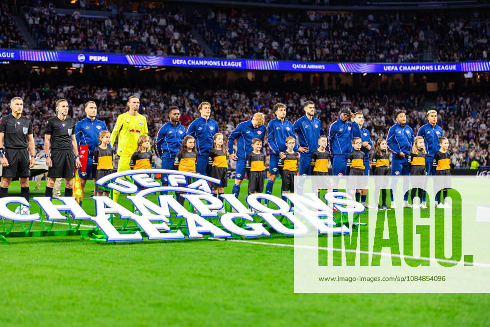 Fussball : UEFA Champions League, Ligaphase, 3. Spieltag, 21.10.2026, Real Madrid vs RB Leipzig, Santiago Bernabeu (Madrid) : Mannschaftsfoto, Totale