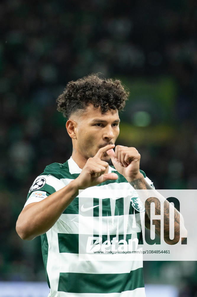 Sporting forward from Colombia LUIS SUAREZ (97) celebrating after scoring a goal during the game for the League Phase for the UEFA Champions League between Sporting and LASK Linz at Estadio Jose de Alvalade Lisbon Portugal - ZUMAs359 20261021_zsp_s359_003