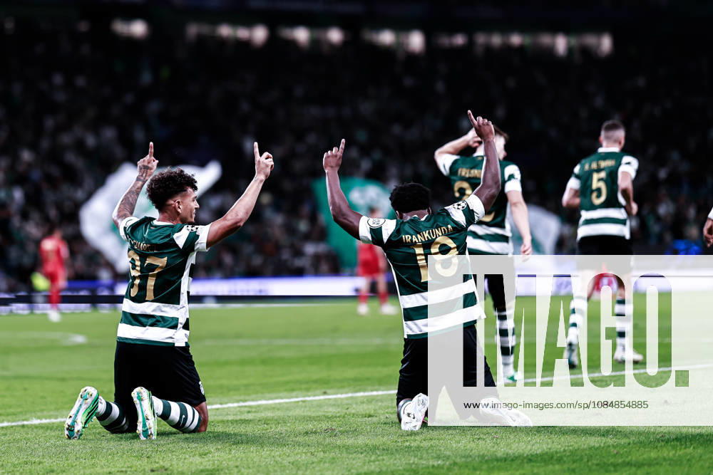 Luis Suarez of Sporting Clube de Portugal celebrates scoring his sides first goal of the match during the UEFA Champions League first round MD-3 football match between Sporting CP and Lask Linz, in Lisbon on October 21, 2026. Sporting CP X Lask Linz - UEFA Champions League 2026 27 League Phase MD3 - ZUMAg283 20261021_zsp_g283_009