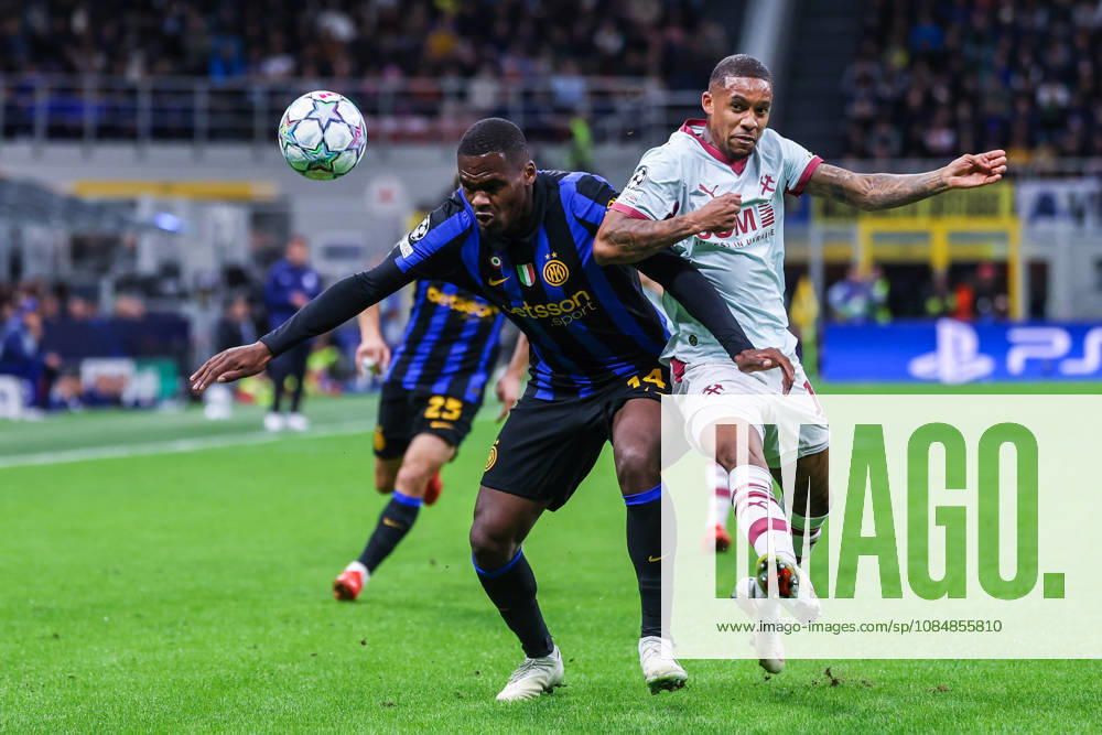 Ange-Yoan Bonny of FC Internazionale competes for the ball with Pedro Henrique of FC Shakhtar Donetsk during UEFA Champions League 2026 27 League Phase - Matchday 3 football match between FC Internazionale and FC Shakhtar Donetsk. Italy