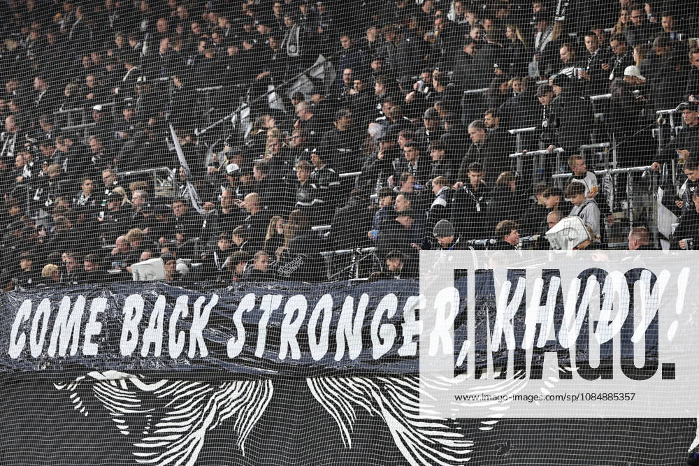 SOCCER - UEFA EL, Sturm vs Marseille GRAZ,AUSTRIA,22.OCT.26 - SOCCER - UEFA Europa League, SK Sturm Graz vs Olympique de Marseille. Image shows fans (Sturm) with a banner for Daniil Khudiakov (Sturm). GEPAxpictures Bauer