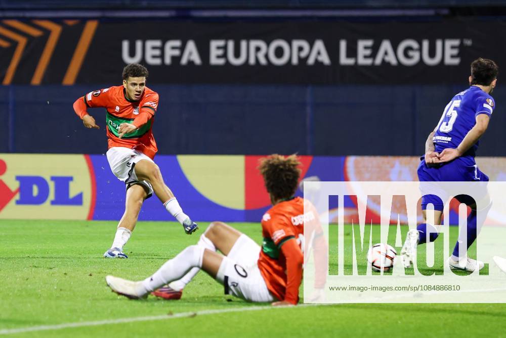 , Maksimir Stadium , season 2026 2027 , Europa League football match day 3 , match between Dinamo Zagreb and NEC , Picture shows NEC player Clement Bischoff scoring the 0-1 Dinamo Zagreb - NEC x208957180x