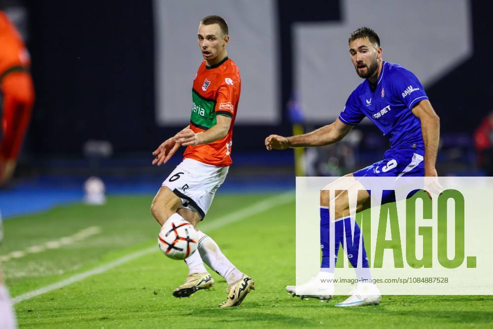 , Maksimir Stadium , season 2026 2027 , Europa League football match day 3 , match between Dinamo Zagreb and NEC , Picture shows NEC player Darko Nejasmic, Dinamo Zagreb player Dion Beljo Dinamo Zagreb - NEC x208957550x