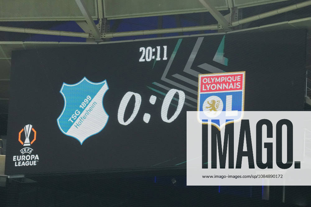 UEFA Europa League: TSG Hoffenheim vs Olympique Lyon, 22.10.2026 Anzeigetafel vor dem Spiel UEFA Europa League: TSG Hoffenheim vs Olympique Lyon, Rhein-Neckar-Arena