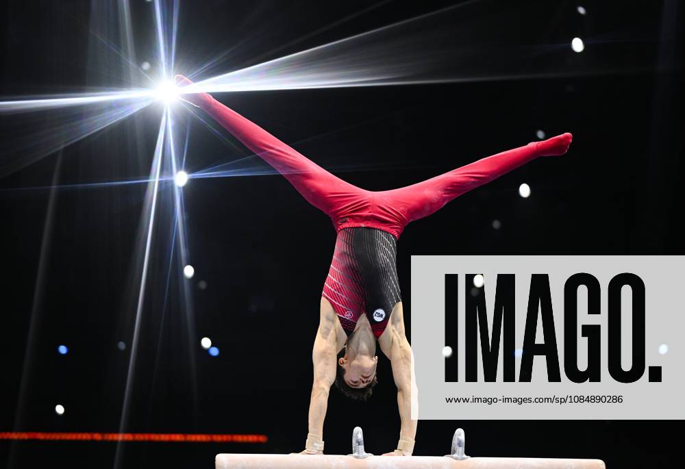 Netherlands Artistic Gymnastics World Championships 9270791 22.10.2026 Arsenii Dukhno of Team World Gymnastics Neutral Athletes 2 competes on the pommel horse during the men s team final at the 2026 World Artistic Gymnastics Championships in Rotterdam, the Netherlands. Alexey Filippov Sputnik Rotterdam Netherlands