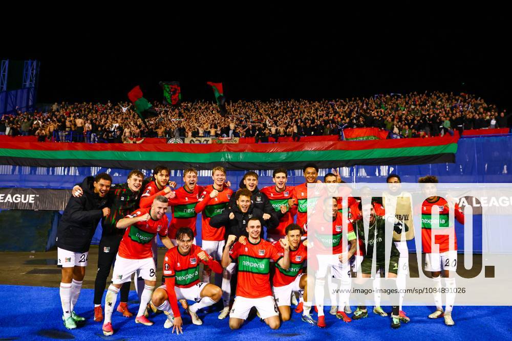 , Maksimir Stadium , season 2026 2027 , Europa League football match day 3 , match between Dinamo Zagreb and NEC , Picture shows NEC celebrating the 2-4 win Dinamo Zagreb - NEC x208960248x