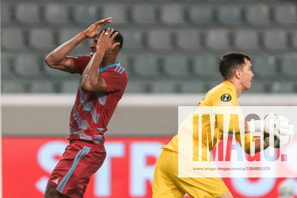 MUHAMMED BADAMOSI 19 of Riga reacts during the Conference League Matchday 2 game between Pafos and Riga at Alpha Mega Stadium in Kolossi,Limassol,Cyprus on 22 of October 2026. Limassol CYPRUS - ZUMAk195 20261022_znp_k195_033