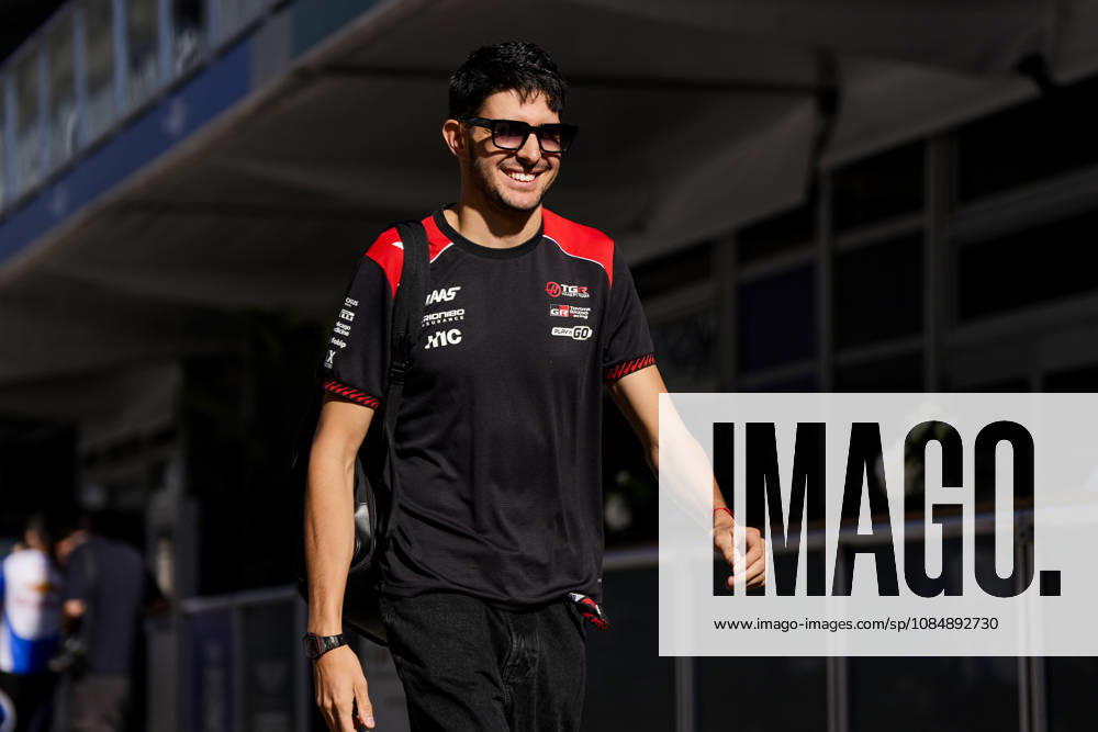 French Formula One driver Esteban Ocon of Haas F1 Team arrives in the paddock during the Formula One United States Grand Prix at the Circuit of the Americas in Austin, Texas on Thursday, October 22, 2026. AUS2026102201 GREGxNASH