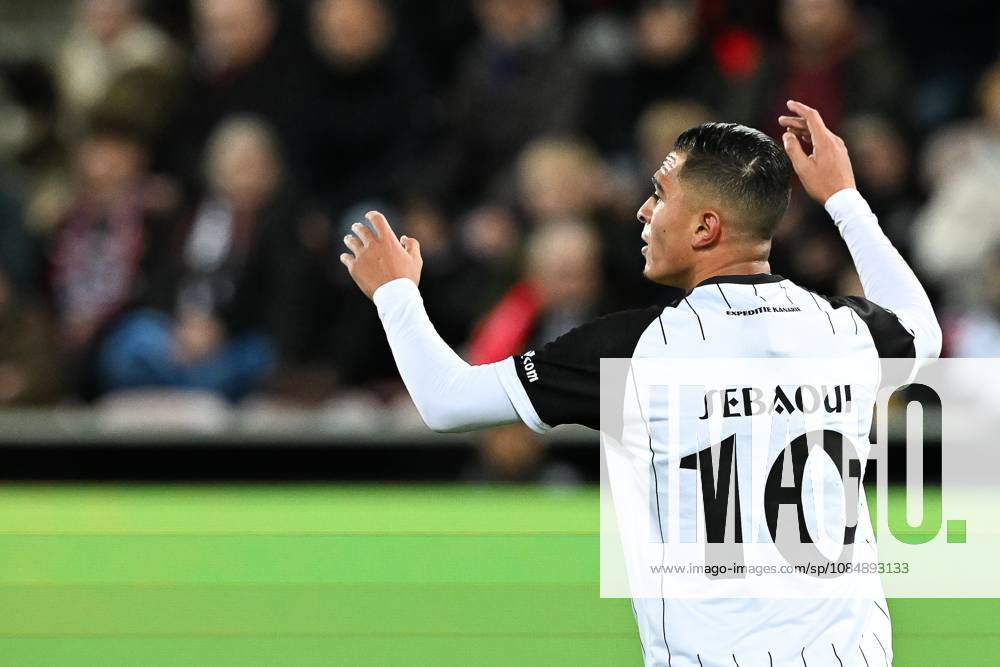 STVV s Ilias Sebaoui looks dejected during a soccer game between Danish FC Midtjylland and Belgian Sint-Truidense VV, Thursday 22 October 2026 in Herning, Denmark, on the second day of the UEFA Conference League league phase. JILLxDELSAUX x190688304x