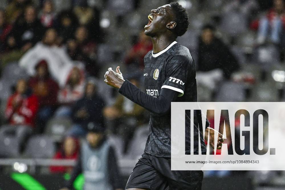 IbrahimÐ° Cisse of KAA Gent reacts during a soccer game between Portuguese SC Braga and Belgian soccer team KAA Gent, Thursday 22 October 2026 in Braga, Portugal, the second match in the UEFA Conference League league phase. TOM GOYVAERTS TomxGoyvaerts x190691503x